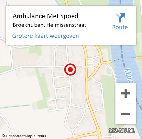 Locatie op kaart van de 112 melding: Ambulance Met Spoed Naar Broekhuizen, Helmissenstraat op 12 oktober 2013 12:54