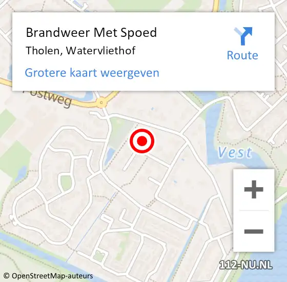 Locatie op kaart van de 112 melding: Brandweer Met Spoed Naar Tholen, Watervliethof op 28 april 2023 10:57