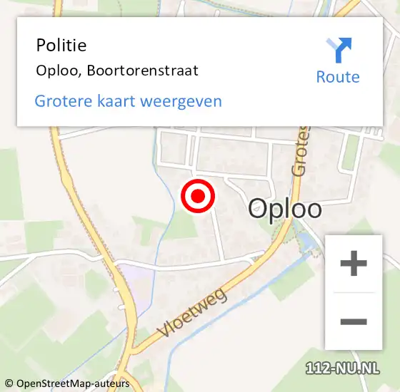 Locatie op kaart van de 112 melding: Politie Oploo, Boortorenstraat op 28 april 2023 11:14