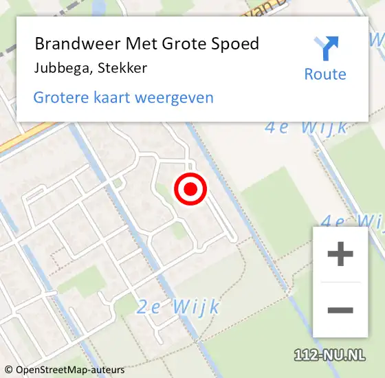 Locatie op kaart van de 112 melding: Brandweer Met Grote Spoed Naar Jubbega, Stekker op 28 april 2023 11:16