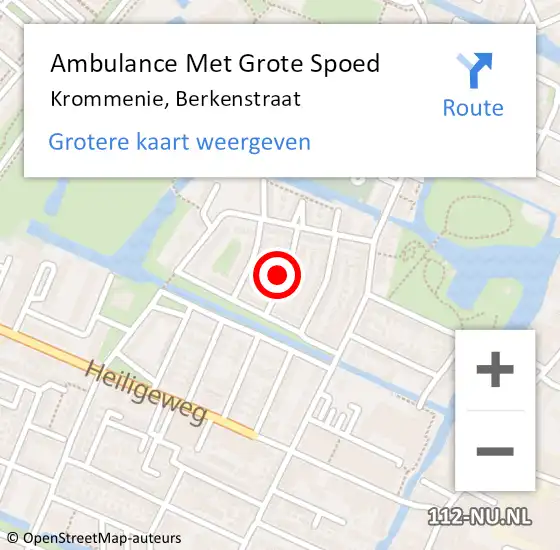 Locatie op kaart van de 112 melding: Ambulance Met Grote Spoed Naar Krommenie, Berkenstraat op 28 april 2023 11:19