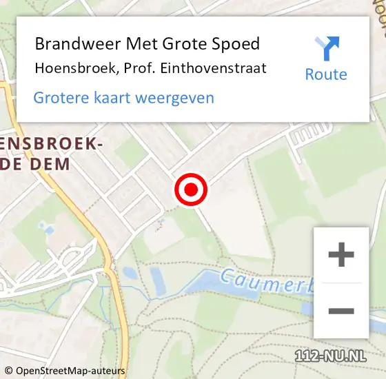 Locatie op kaart van de 112 melding: Brandweer Met Grote Spoed Naar Hoensbroek, Prof. Einthovenstraat op 28 april 2023 11:22