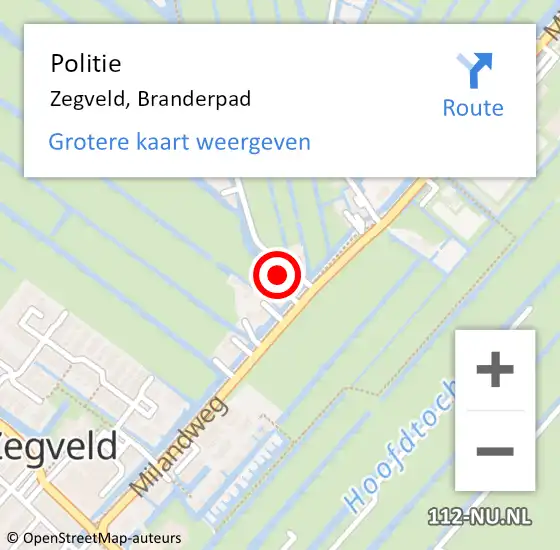 Locatie op kaart van de 112 melding: Politie Zegveld, Branderpad op 28 april 2023 11:31