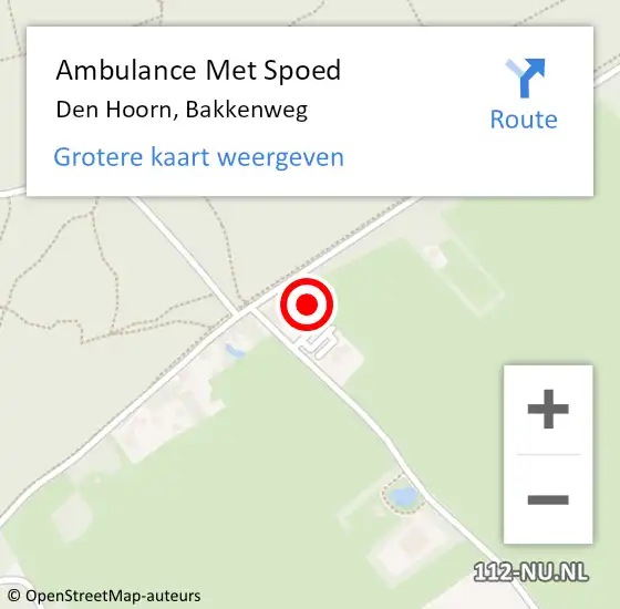 Locatie op kaart van de 112 melding: Ambulance Met Spoed Naar Den Hoorn, Bakkenweg op 28 april 2023 11:36