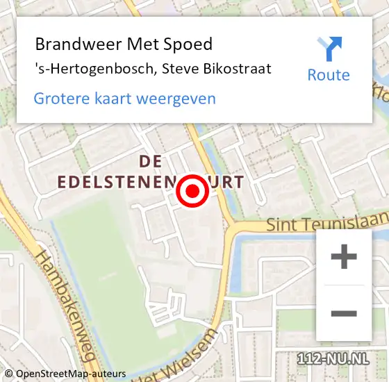 Locatie op kaart van de 112 melding: Brandweer Met Spoed Naar 's-Hertogenbosch, Steve Bikostraat op 28 april 2023 12:04