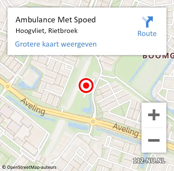 Locatie op kaart van de 112 melding: Ambulance Met Spoed Naar Hoogvliet, Rietbroek op 28 april 2023 12:43