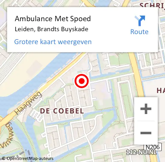 Locatie op kaart van de 112 melding: Ambulance Met Spoed Naar Leiden, Brandts Buyskade op 28 april 2023 12:49