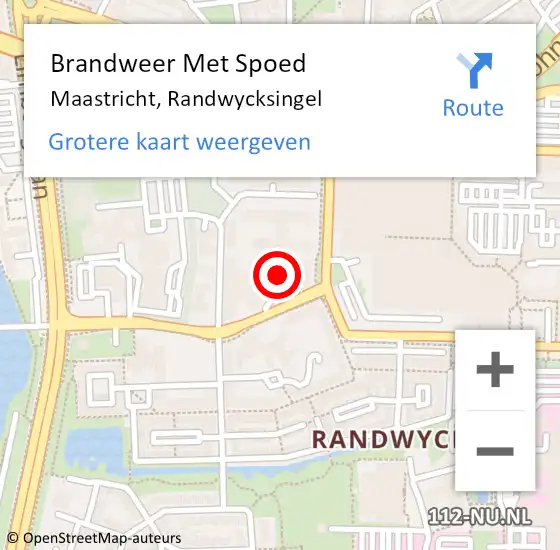 Locatie op kaart van de 112 melding: Brandweer Met Spoed Naar Maastricht, Randwycksingel op 28 april 2023 12:57