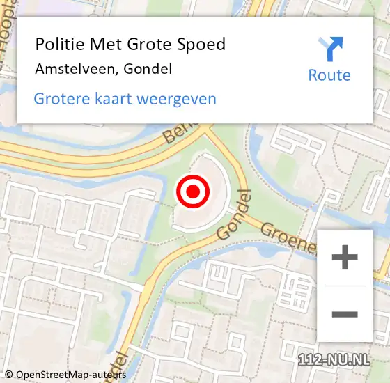Locatie op kaart van de 112 melding: Politie Met Grote Spoed Naar Amstelveen, Gondel op 28 april 2023 13:04