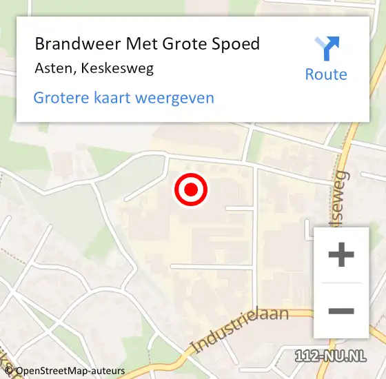 Locatie op kaart van de 112 melding: Brandweer Met Grote Spoed Naar Asten, Keskesweg op 28 april 2023 13:32