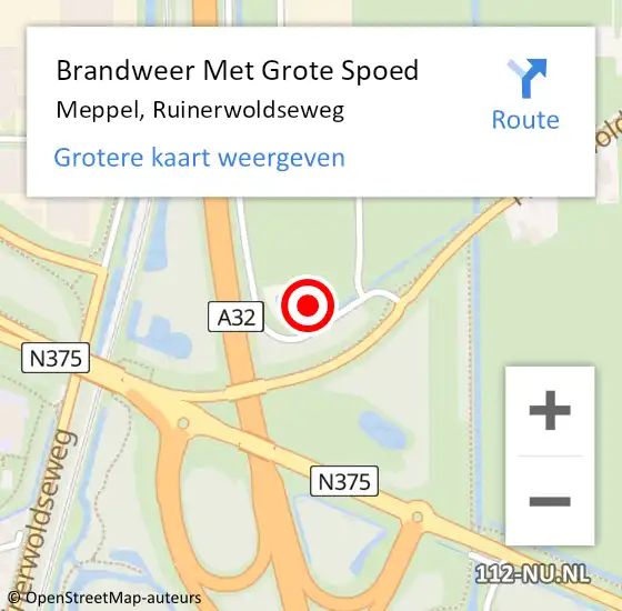 Locatie op kaart van de 112 melding: Brandweer Met Grote Spoed Naar Meppel, Ruinerwoldseweg op 28 april 2023 13:52
