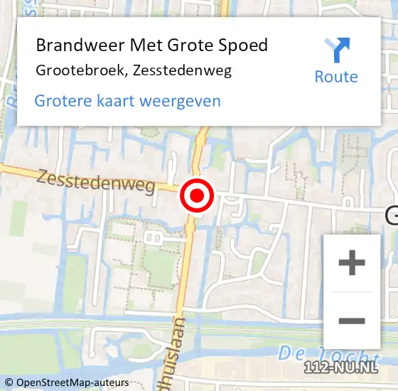 Locatie op kaart van de 112 melding: Brandweer Met Grote Spoed Naar Grootebroek, Zesstedenweg op 23 augustus 2014 17:41