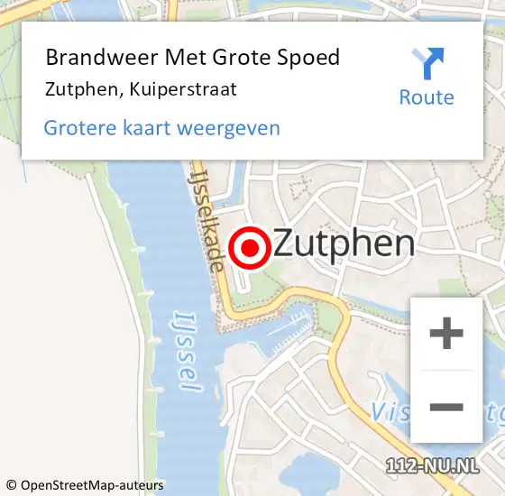 Locatie op kaart van de 112 melding: Brandweer Met Grote Spoed Naar Zutphen, Kuiperstraat op 28 april 2023 14:04