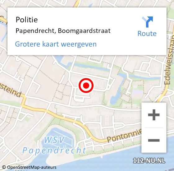 Locatie op kaart van de 112 melding: Politie Papendrecht, Boomgaardstraat op 28 april 2023 14:47