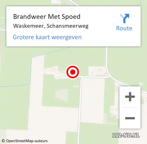 Locatie op kaart van de 112 melding: Brandweer Met Spoed Naar Waskemeer, Schansmeerweg op 28 april 2023 14:50
