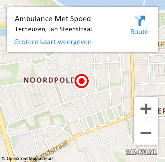 Locatie op kaart van de 112 melding: Ambulance Met Spoed Naar Terneuzen, Jan Steenstraat op 23 augustus 2014 17:48