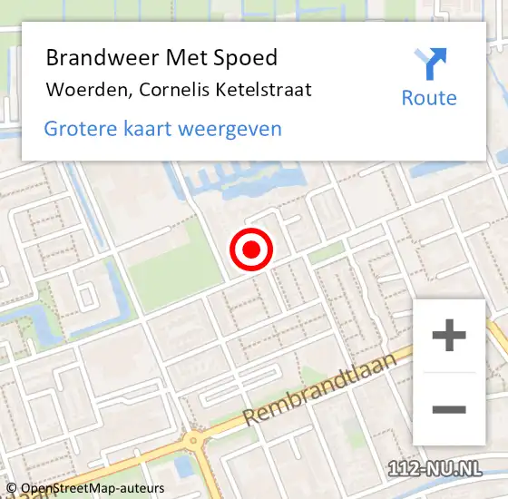 Locatie op kaart van de 112 melding: Brandweer Met Spoed Naar Woerden, Cornelis Ketelstraat op 28 april 2023 15:02