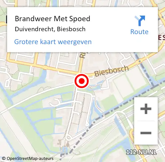 Locatie op kaart van de 112 melding: Brandweer Met Spoed Naar Duivendrecht, Biesbosch op 28 april 2023 15:15