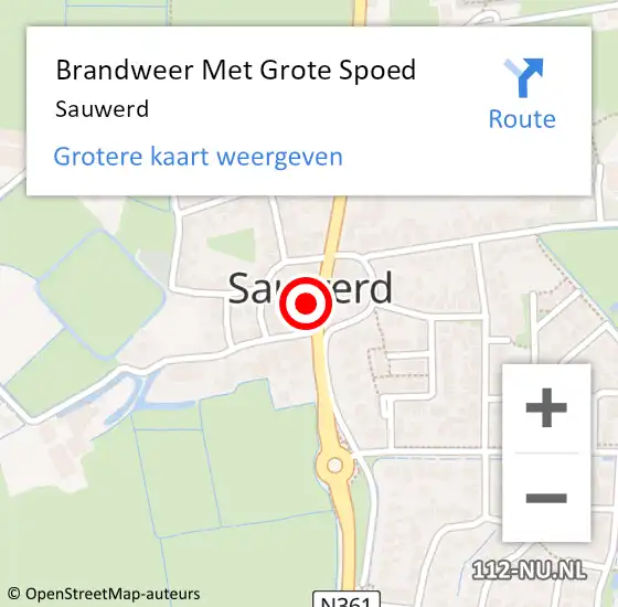 Locatie op kaart van de 112 melding: Brandweer Met Grote Spoed Naar Sauwerd op 28 april 2023 15:29