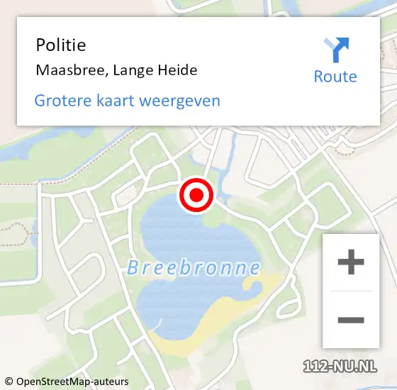 Locatie op kaart van de 112 melding: Politie Maasbree, Lange Heide op 28 april 2023 15:37