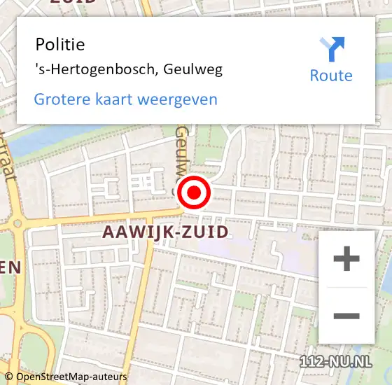 Locatie op kaart van de 112 melding: Politie 's-Hertogenbosch, Geulweg op 28 april 2023 15:45