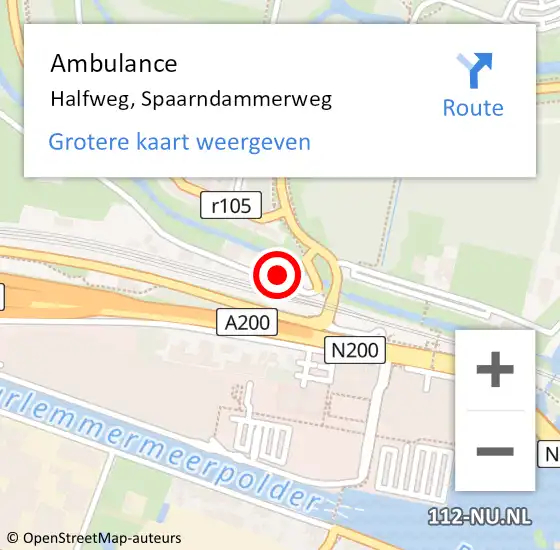 Locatie op kaart van de 112 melding: Ambulance Halfweg, Spaarndammerweg op 28 april 2023 16:10