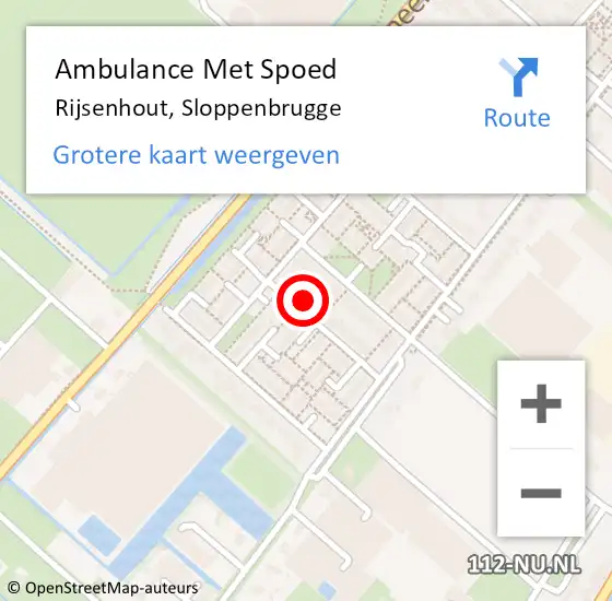 Locatie op kaart van de 112 melding: Ambulance Met Spoed Naar Rijsenhout, Sloppenbrugge op 28 april 2023 16:19