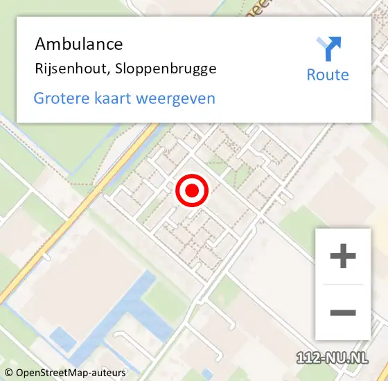 Locatie op kaart van de 112 melding: Ambulance Rijsenhout, Sloppenbrugge op 28 april 2023 16:20