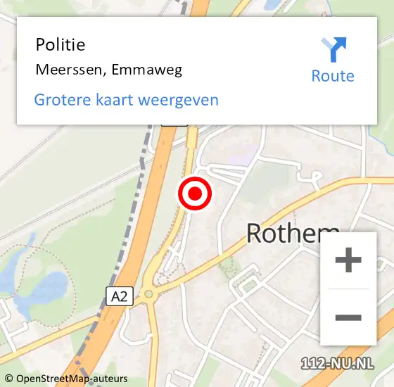 Locatie op kaart van de 112 melding: Politie Meerssen, Emmaweg op 28 april 2023 16:29