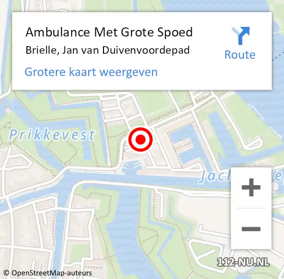 Locatie op kaart van de 112 melding: Ambulance Met Grote Spoed Naar Brielle, Jan van Duivenvoordepad op 28 april 2023 16:33