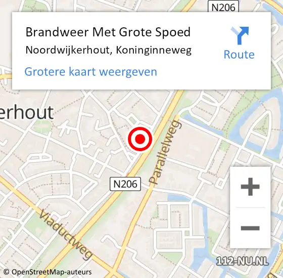 Locatie op kaart van de 112 melding: Brandweer Met Grote Spoed Naar Noordwijkerhout, Koninginneweg op 28 april 2023 16:42