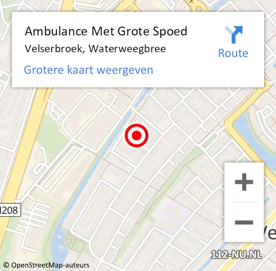 Locatie op kaart van de 112 melding: Ambulance Met Grote Spoed Naar Velserbroek, Waterweegbree op 28 april 2023 16:45