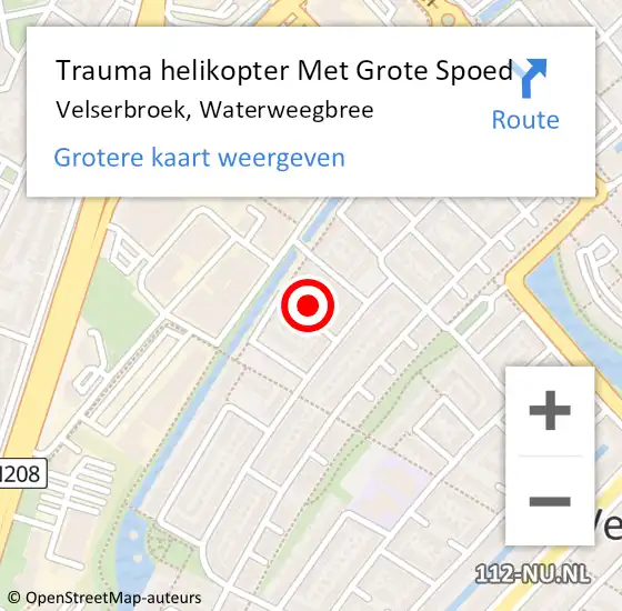 Locatie op kaart van de 112 melding: Trauma helikopter Met Grote Spoed Naar Velserbroek, Waterweegbree op 28 april 2023 16:46