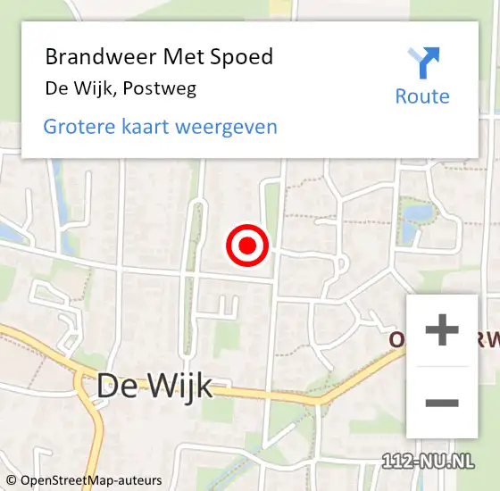 Locatie op kaart van de 112 melding: Brandweer Met Spoed Naar De Wijk, Postweg op 28 april 2023 16:47