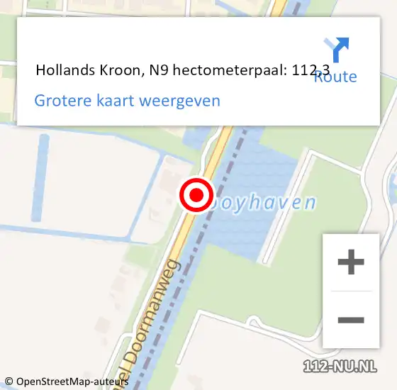 Locatie op kaart van de 112 melding:  Hollands Kroon, N9 hectometerpaal: 112,3 op 28 april 2023 16:55