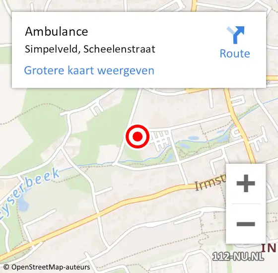 Locatie op kaart van de 112 melding: Ambulance Simpelveld, Scheelenstraat op 23 augustus 2014 18:06