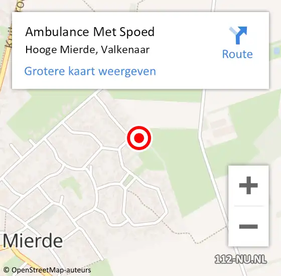 Locatie op kaart van de 112 melding: Ambulance Met Spoed Naar Hooge Mierde, Valkenaar op 23 augustus 2014 18:09