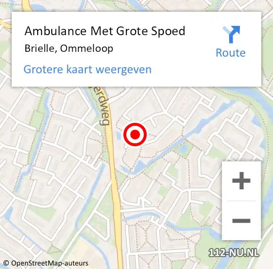 Locatie op kaart van de 112 melding: Ambulance Met Grote Spoed Naar Brielle, Ommeloop op 28 april 2023 17:55