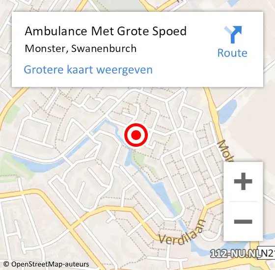 Locatie op kaart van de 112 melding: Ambulance Met Grote Spoed Naar Monster, Swanenburch op 28 april 2023 18:45