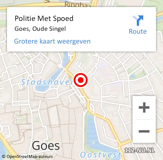 Locatie op kaart van de 112 melding: Politie Met Spoed Naar Goes, Oude Singel op 28 april 2023 19:09