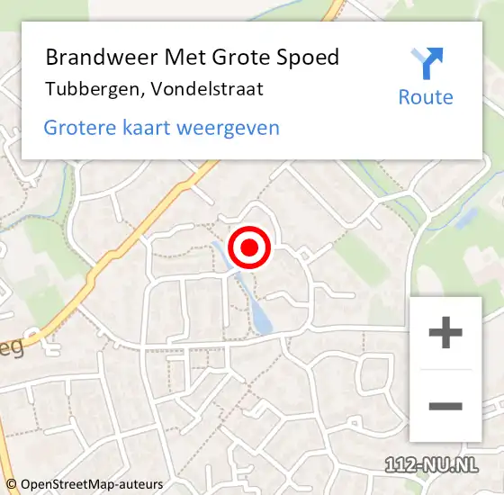 Locatie op kaart van de 112 melding: Brandweer Met Grote Spoed Naar Tubbergen, Vondelstraat op 28 april 2023 19:46