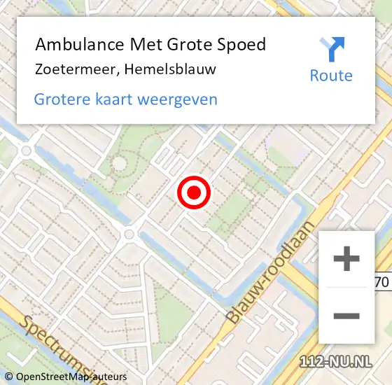 Locatie op kaart van de 112 melding: Ambulance Met Grote Spoed Naar Zoetermeer, Hemelsblauw op 28 april 2023 19:54