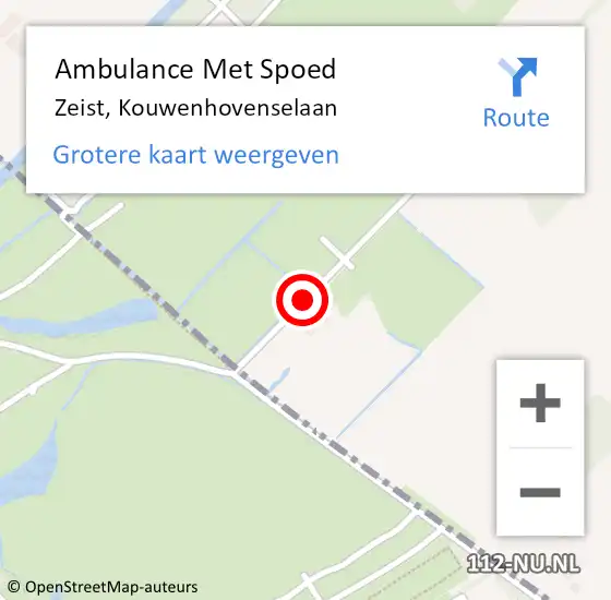 Locatie op kaart van de 112 melding: Ambulance Met Spoed Naar Zeist, Kouwenhovenselaan op 23 augustus 2014 18:28