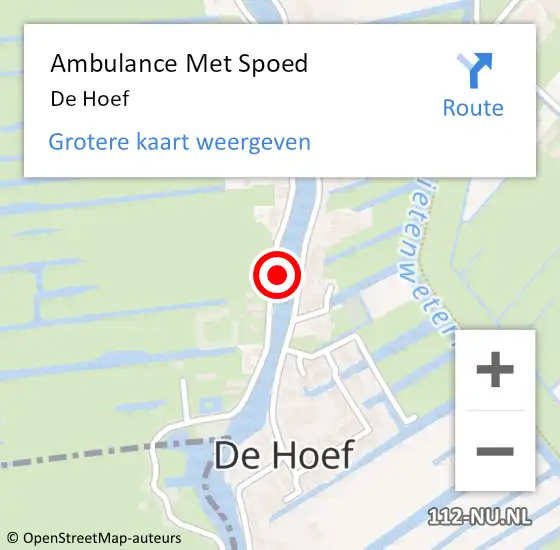 Locatie op kaart van de 112 melding: Ambulance Met Spoed Naar De Hoef op 28 april 2023 20:47