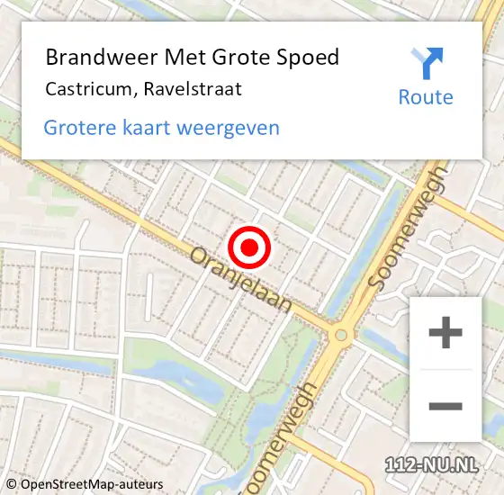 Locatie op kaart van de 112 melding: Brandweer Met Grote Spoed Naar Castricum, Ravelstraat op 28 april 2023 21:05