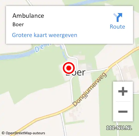 Locatie op kaart van de 112 melding: Ambulance Boer op 28 april 2023 21:12