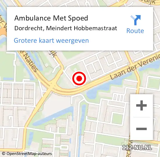 Locatie op kaart van de 112 melding: Ambulance Met Spoed Naar Dordrecht, Meindert Hobbemastraat op 28 april 2023 21:15