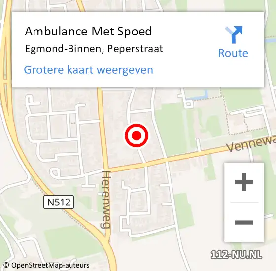 Locatie op kaart van de 112 melding: Ambulance Met Spoed Naar Egmond-Binnen, Peperstraat op 28 april 2023 21:36