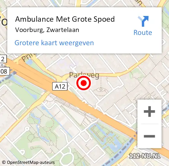 Locatie op kaart van de 112 melding: Ambulance Met Grote Spoed Naar Voorburg, Zwartelaan op 28 april 2023 22:09