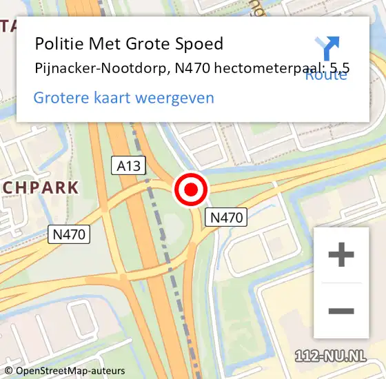 Locatie op kaart van de 112 melding: Politie Met Grote Spoed Naar Pijnacker-Nootdorp, N470 hectometerpaal: 5,5 op 28 april 2023 22:30